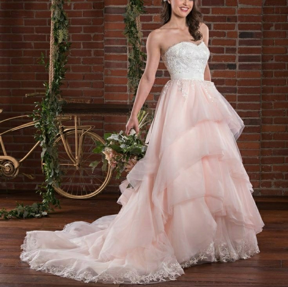 Emily Hart Bridal Lace Pink Gown Dress Wedding